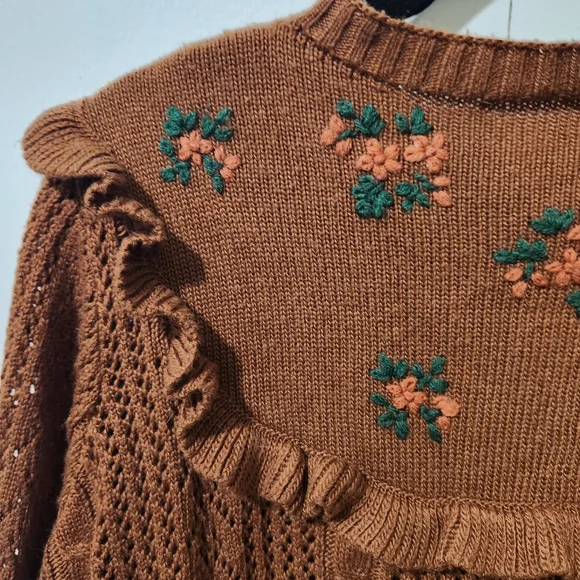 Cottagecore Floral Embroidered Cardigan - Picture 6 of 7